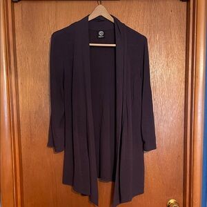 Bobeau Deep Plum Open-Front Cardigan